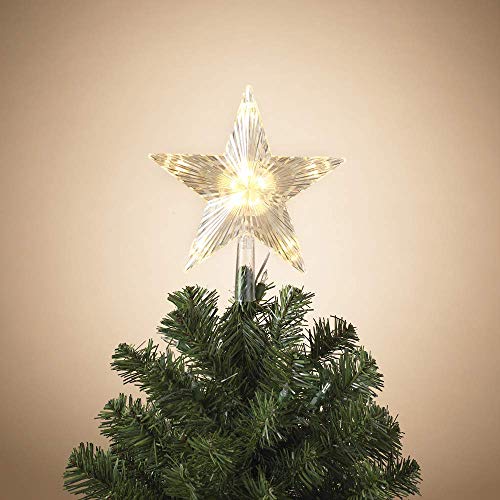 Gerson 2616300 Battery Operated Lighted Translucent Star Tree Topper with 10 Warm White LED Lights 9.25" H