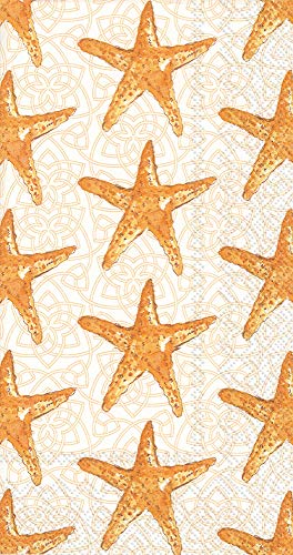 Boston International IHR Rosanne Beck Collection Guest Towel Buffet Paper Napkins, 16-Count, 8.5 x 4.5-Inches, Gold Starfish