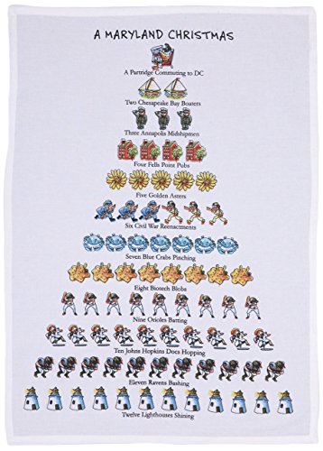 Peking Handicraft Mistletoe & Co. A Maryland Christmas Kitchen Towel, 18" x 26"