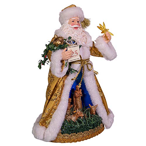 Kurt S. Adler Kurt Adler 11.5-Inch Battery-Operated Fabriche LED Nativity Santa Table Piece, Multi
