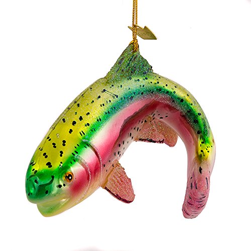 Kurt Adler Noble Gems Glass Rainbow Trout Fish Ornament, 4.75-Inch