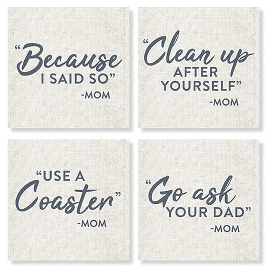 Carson Home Mom Quotes House Coaster, 4-inch Square, Set of 4