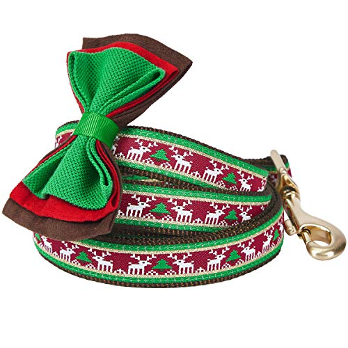 Blueberry Pet Christmas Santa Claus's Reindeer Dog Leash with Bowtie, 5' * 3/4", Medium, Leashes for Dogs