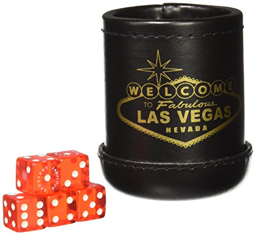 CHH Black Deluxe "Welcome To Las Vegas" Dice Cup with 5 Standard Dice