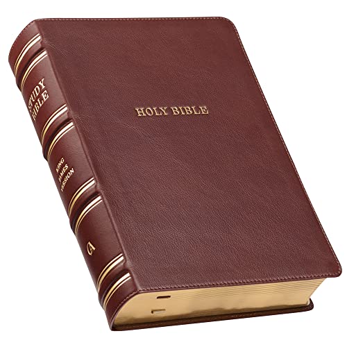 KJV Study Bible, Standard Print Premium Full Grain Leather - Thumb Index, King James Version Holy Bible, Saddle Tan