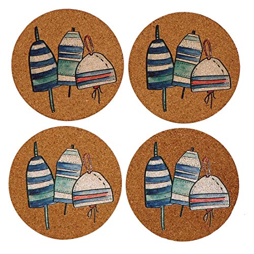 DEI 14852 Nautical Buoy Coaster, Cork, 4-Piece Set