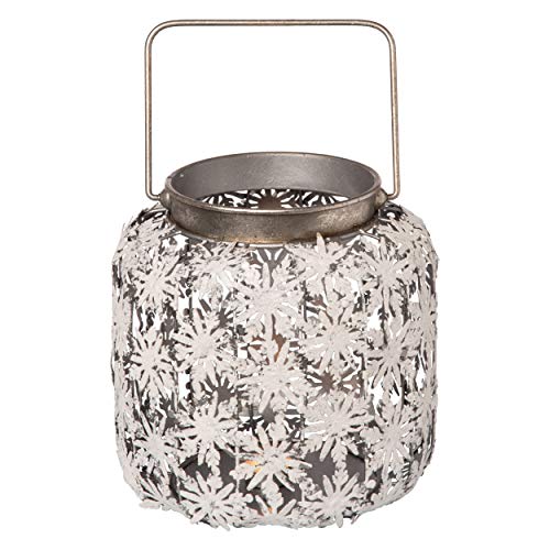 Transpac Metal Large White Christmas Snowflake Lantern