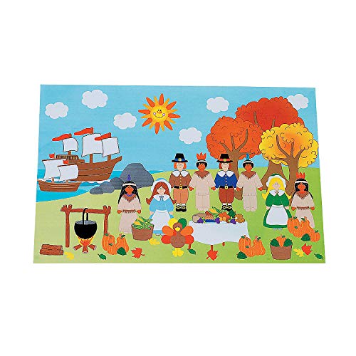 Fun Express Giant Thanksgiving Sticker Scene (Set of 12 with 128 Stickers per Sheet) Crafts for Kids