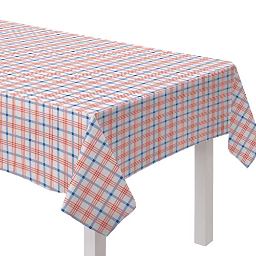Amscan Summer Block Party Plaid Flannel Back Table Cover | 52" x 90" | 1 Pc