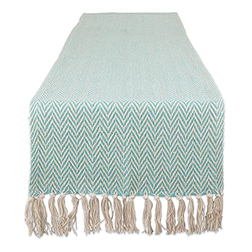 DII Design Woven Basic Tabletop Collection, Chevron Table Runner, 15x108, Aqua