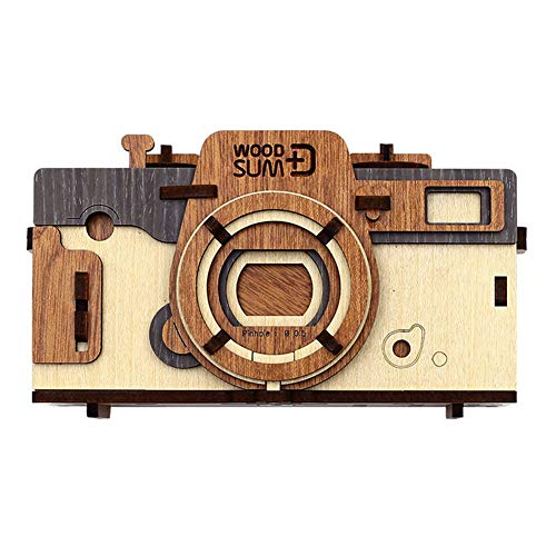 WOODSUM Fully Functional Wooden 3D Puzzle Pinhole Camera Retro (Beige)