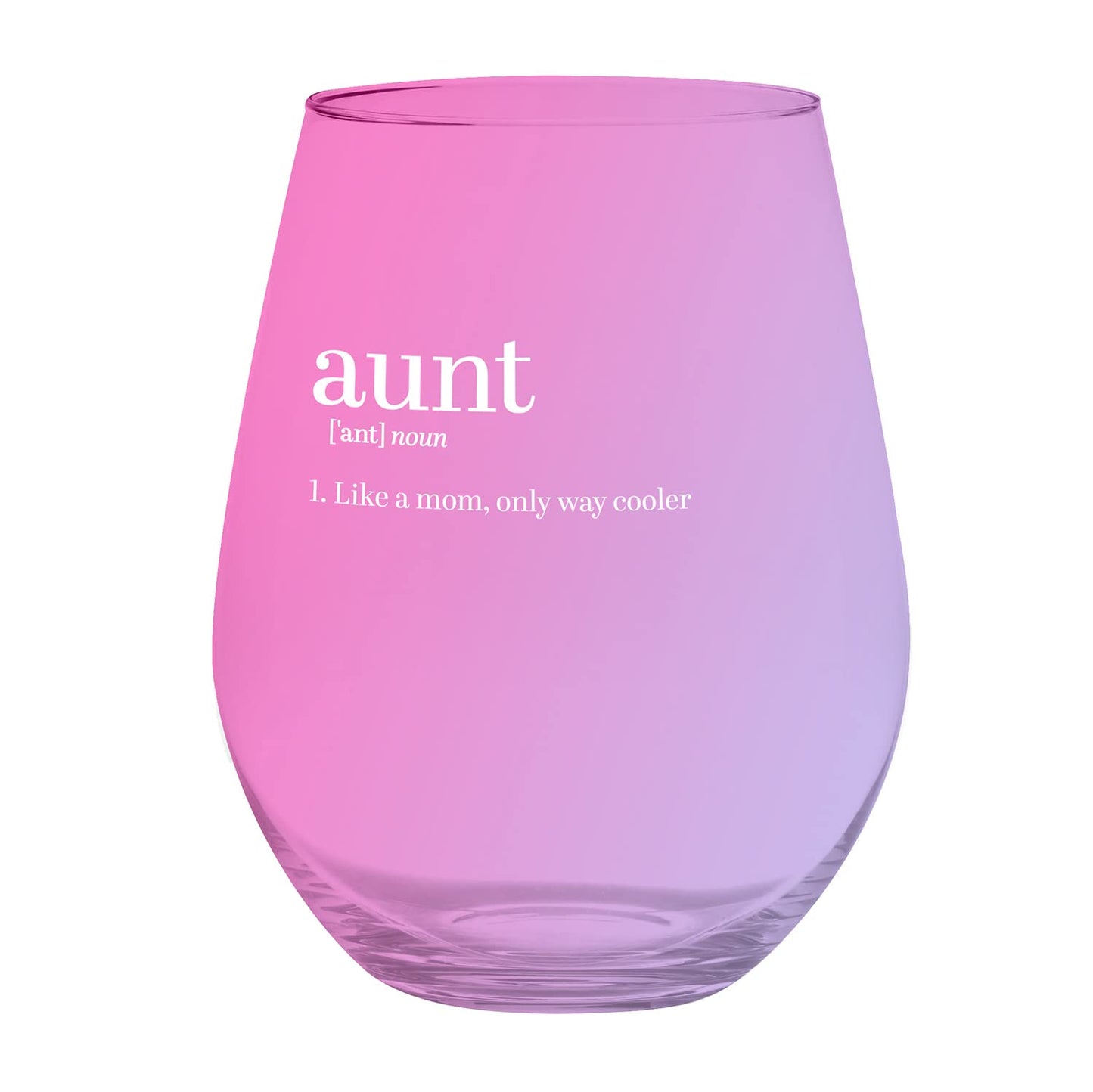 Slant Collections Jumbo Stemless Wine Glass, 30-Ounce, Aunt