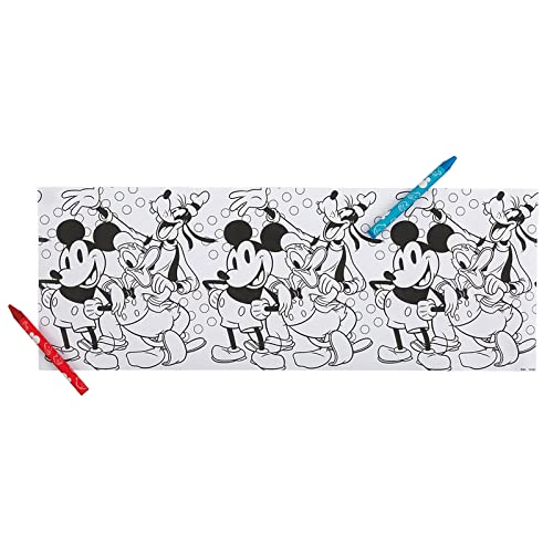 Unique Industries Unique Disney Mickey Mouse Party Paper Coloring Rolls and Crayon Favors - 3 ct