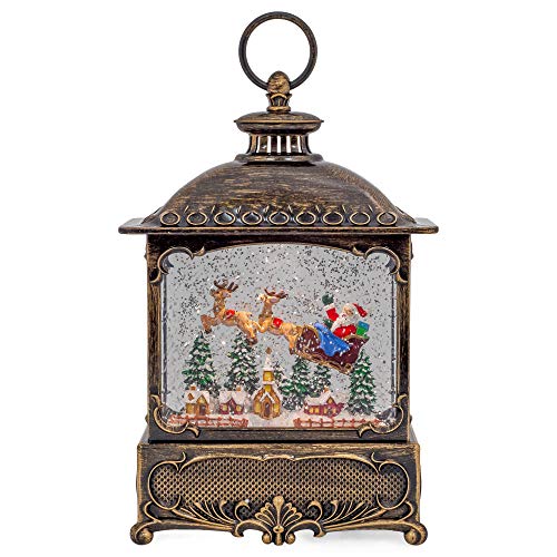 Roman 133346 Led Swirl Lantern Bronze Santa Over Town, 12 inch, Multicolor