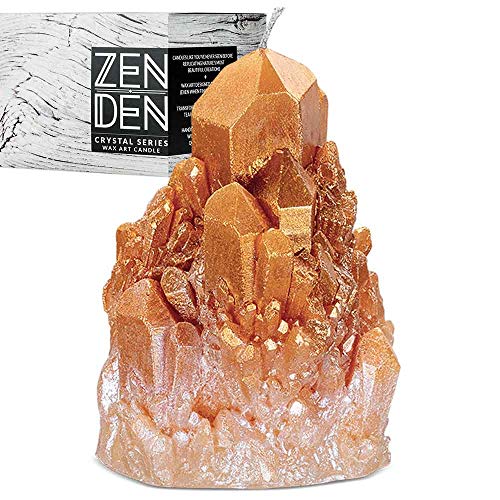 Zen Den Candles Crystal Series - Abundance Quartz Shaped- Unscented Wax Candle - Handcrafted for Home D√©cor & Positive Energy (Citrine / Orange)