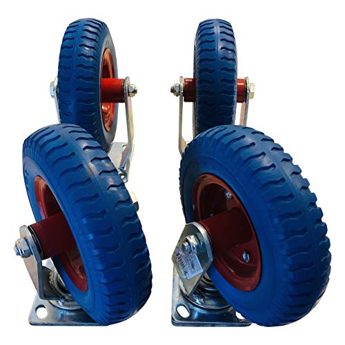 EZ Travel Distribution EZ Travel Collection 8 Large Flat Free 2:50-4 Casters, 2 Swivel and 2 Fixed, 4 Pack