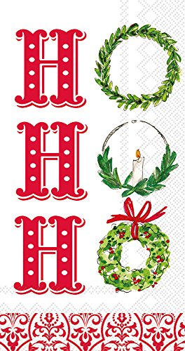 Boston International IHR 3-Ply Paper Napkins, 16-Count Guest Size, X-Mas Ho Ho Ho