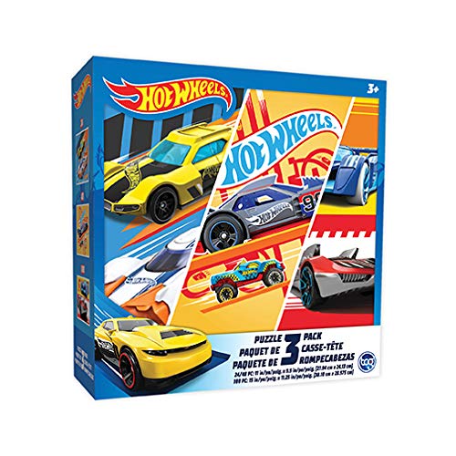 UPD Hot Wheels 3 Pack Kids Puzzles (1X24PC, 1X 48PC, 1X100PC) , Blue