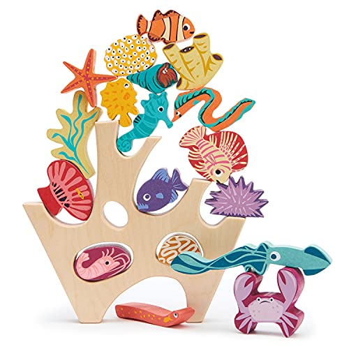 Tender Leaf Toys - Stacking Coral Reef - Colorful Wooden Stacking Coral Reef Toy Set for Kids 18m+