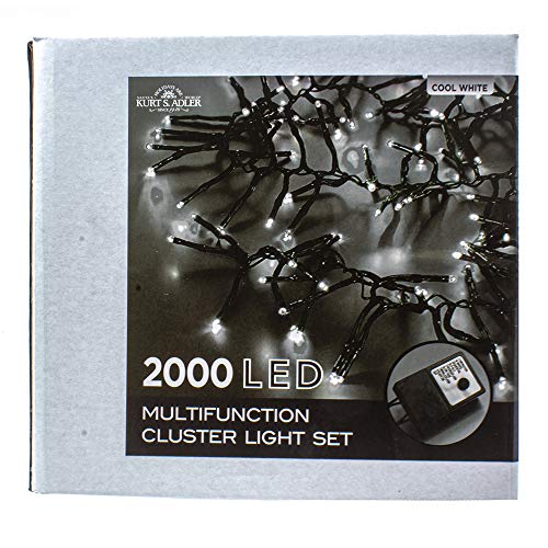 Kurt S. Adler Kurt Adler CUL 2000-Light 65-Foot Cluster Set with Cool White 3MM LED Bulbs String Lights, Multi, Ft