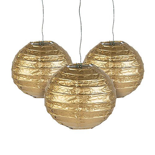 Fun Express - 4.5" Gold Paper Lanterns for Party - Party Decor - Hanging Decor - Lanterns - Party - 12 Pieces