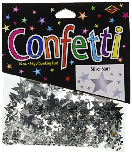 Beistle Stars Confetti Tableware Decorations, Birthday Party Supplies, 0.5 Ounces, Silver