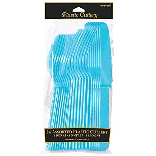 Amscan Carribean Blue Assorted Plastic Cutlery, 24 Ct. | Party Tableware