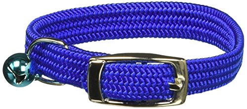 OmniPet Kool Kat Elastic Cat Safety Collar with Bell, Blue, 8"