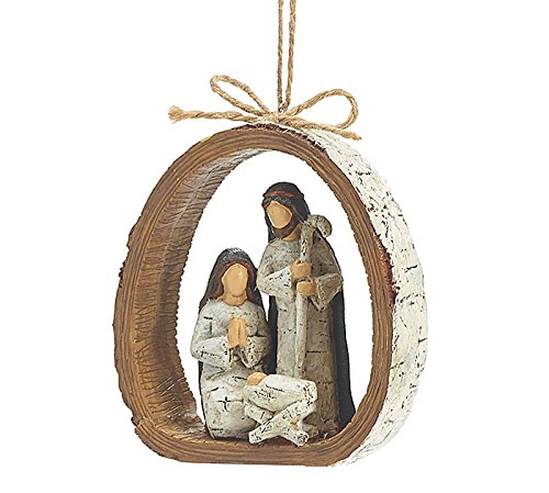 burton + BURTON Birch Bark Ring Resin Holy Family Resin Ornament, a Dozen, Multicolor