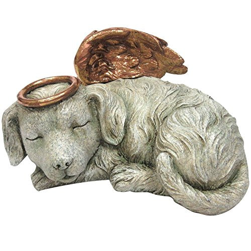 Pacific Trading Giftware Pet Memorial Angel Dog Sleeping Cremation Urn Memorial Statue Bottom Load 30 Cubic Inch