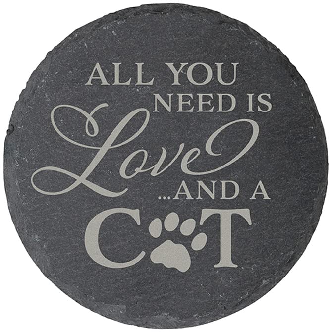 Carson Home Love and Cat Coaster, 4-inch Diameter, Set of 4