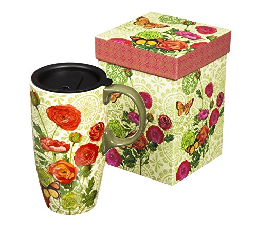 Evergreen Cypress Home Botanica Ceramic Coffee Travel Cup With Gift Box 17 oz