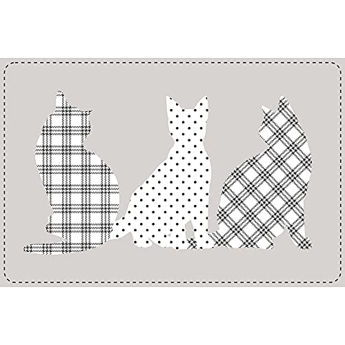 A&A Story Comfy Hour Pet Mat Cat Shape Print 0.08-inch, Black & White
