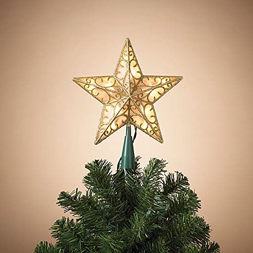 Gerson 2618880 Electric Lighted 3-D Golden Star Tree Topper with 10 Lights 9" L
