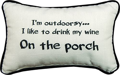 Manual Woodworkers Outdoorsy Drink Wine on Porch 12.5 x 8.5 Inch Woven Decorative Throw Pillow