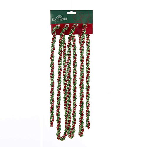 Kurt Adler 9' Decorative Red, Green and Gold Twisted Bead Christmas Garland - Unlit
