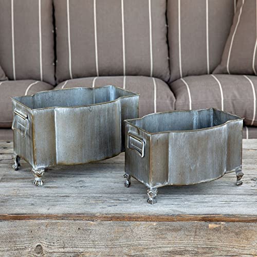 Park Hill Collection ECM90072 Handsome Footed Metal Planter, Set of 2, 14-inch Length
