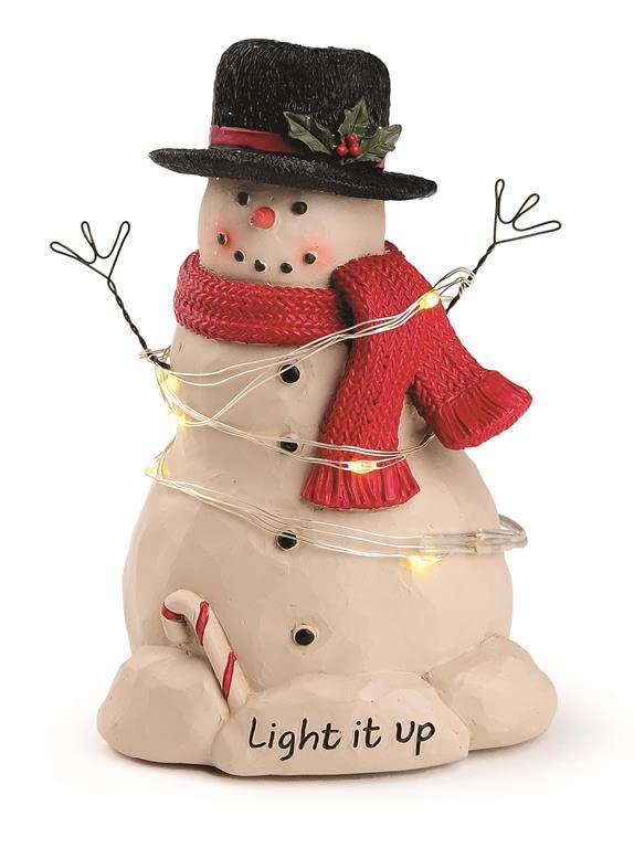 Blossom Bucket 228-13556 Lighted Christmas Snowman Figurine, 4.5-inch Height