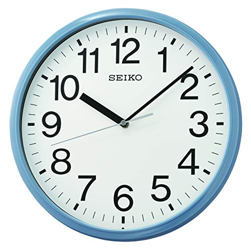 Seiko QXA756LLH Business Wall Clock, Light Blue, 12-inch Diameter