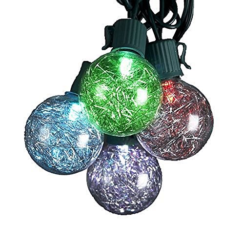 Kurt Adler UL 10-Light G40 Tinsel Balls LED Light Set, Silver
