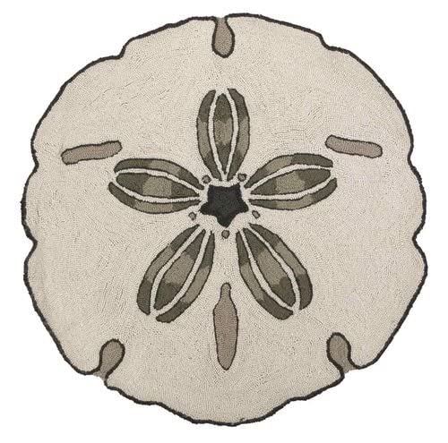 Peking Handicraft PHI Sand Dollar Seashell Shape Area/Accent Bath or Kitchen Hook Rug, 3 Feet Round, Beige & Brown