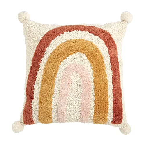 Mud Pie Tufted Rainbow Pillow, Cream