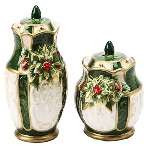 Cosmos Gifts Emerald Holiday Holly Salt and Pepper Set