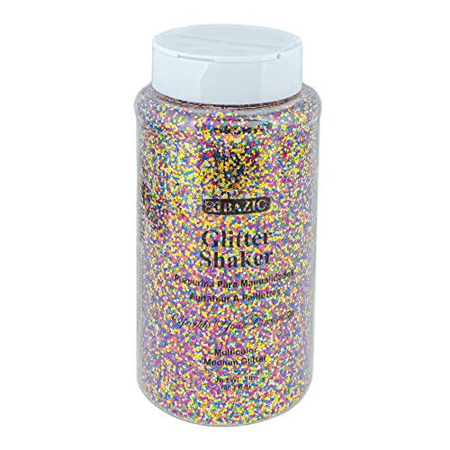 BAZIC Glitter Shaker 1 LB Iridescent Multicolor Color, Sparkling Powder in Large Jar for Kids Slime Paints Crafts Nail Art Polish Skin Halloween Party, 1-Pack