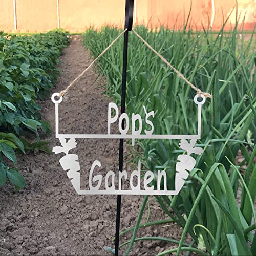 ROCC RUSTED ORANGE CRAFTWORKS CO. Garden Hanger's for Him (Pop's)-Garden Signs Decorative Outdoor-Garden Gifts for Men-Outdoor Signs-Gifts for Gardeners Men-Fathers Day Yard Sign-Gardening Signs