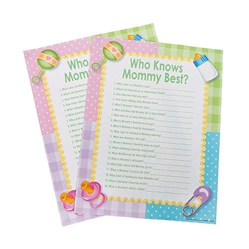 Fun Express - Who Knows Mommy Best Baby Shower Game for Baby - Toys - Games - Indoor & Mini Game Sets - Baby - 24 Pieces