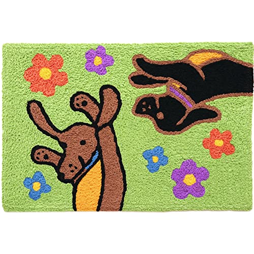 Home Comfort Jellybean Flower Power Dogs Accent Washable Rug 20" x 30" Doormat
