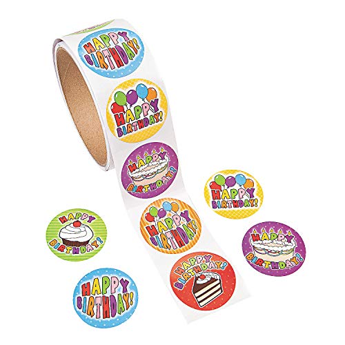Fun Express - Birthday Stickers for Birthday - Stationery - Stickers - Stickers - Roll - Birthday - 1 Piece