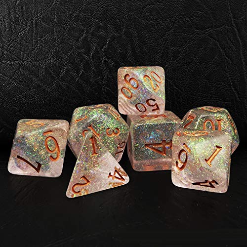 Bescon Dice Shimmery Dice Set Bronze-Golden, RPG 7-dice Set in Brick Box Packing