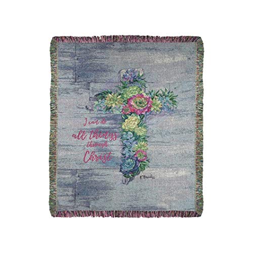 Manual ATSCI Succulent Cross Throw Blanket, 50 Inches x 60 Inches, Multicolor